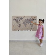 Eğitici Dünya Haritası Dünya Atlası Çocuk ve Bebek Odası Duvar Sticker -60x105-3814