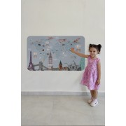 Eğitici Dünya Haritası Dünya Atlası Çocuk ve Bebek Odası Duvar Sticker -60x105-3820