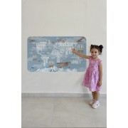 Ülke Adlı Eğitici Dünya Haritası Dünya Atlası Çocuk ve Bebek Odası Duvar Sticker -60x105-3822