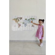 Eğitici Dünya Haritası Dünya Atlası Çocuk ve Bebek Odası Duvar Sticker -60x105-3825