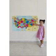 Türkçe Dünya ve Türkiye Haritası Ülke Bayraklı Çocuk ve Genç Odası Duvar Sticker-60x105-3882bayrak