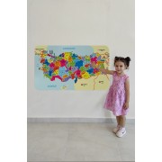 Eğitici ve Öğretici Detaylı Komşulu Türkiye Haritası Duvar Sticker-60x105-3845