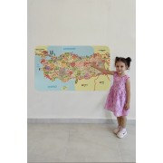 Eğitici ve Öğretici Detaylı Komşulu Türkiye Haritası Duvar Sticker-60x105-3846