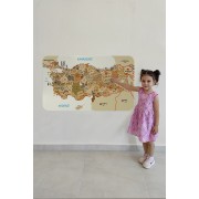 Eğitici ve Öğretici Detaylı Komşulu Türkiye Haritası Duvar Sticker-60x105-3847