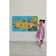 Eğitici ve Öğretici Cocuk Odası Türkiye Haritası Duvar Sticker-60x105-3871