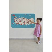 Eğitici ve Öğretici Cocuk Odası Türkiye Haritası Duvar Sticker-60x105-3874