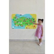 Eğitici ve Öğretici Cocuk Odası Türkiye Haritası Duvar Sticker-60x105-3876