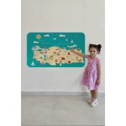 Eğitici ve Öğretici Cocuk Odası Türkiye Haritası Duvar Sticker-60x105-3878