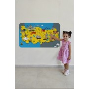 Eğitici ve Öğretici Cocuk Odası Türkiye Haritası Duvar Sticker-60x105-3881