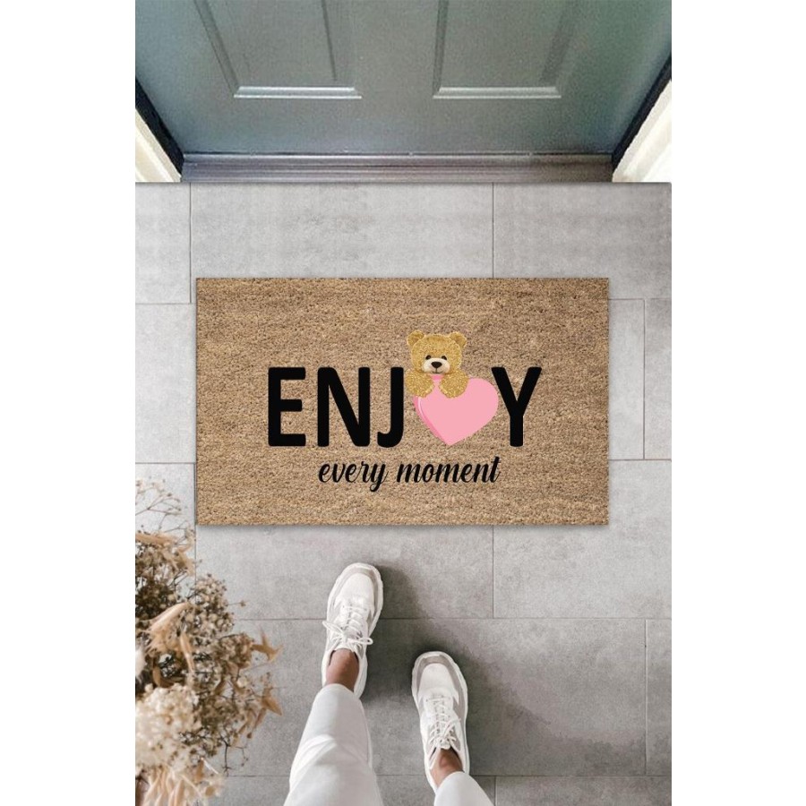 Bej Kapı Önü Paspası Enjoy Ever Moment Ayıcık Desen K-3351