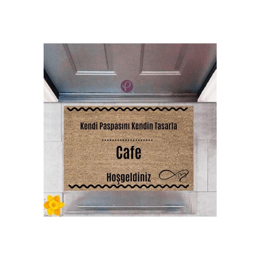 Kapı Önü Paspası Dekoratif Dijital Baskı Cafe P-2554