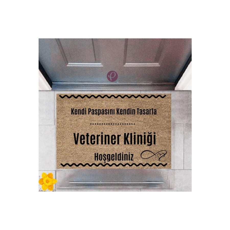 Kapı Önü Paspası Dekoratif Dijital Baskı Veteriner Kliniği P-2540