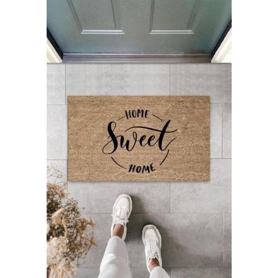 Siyah Kapı Önü Paspası Home Sweet Home Desen K-3298