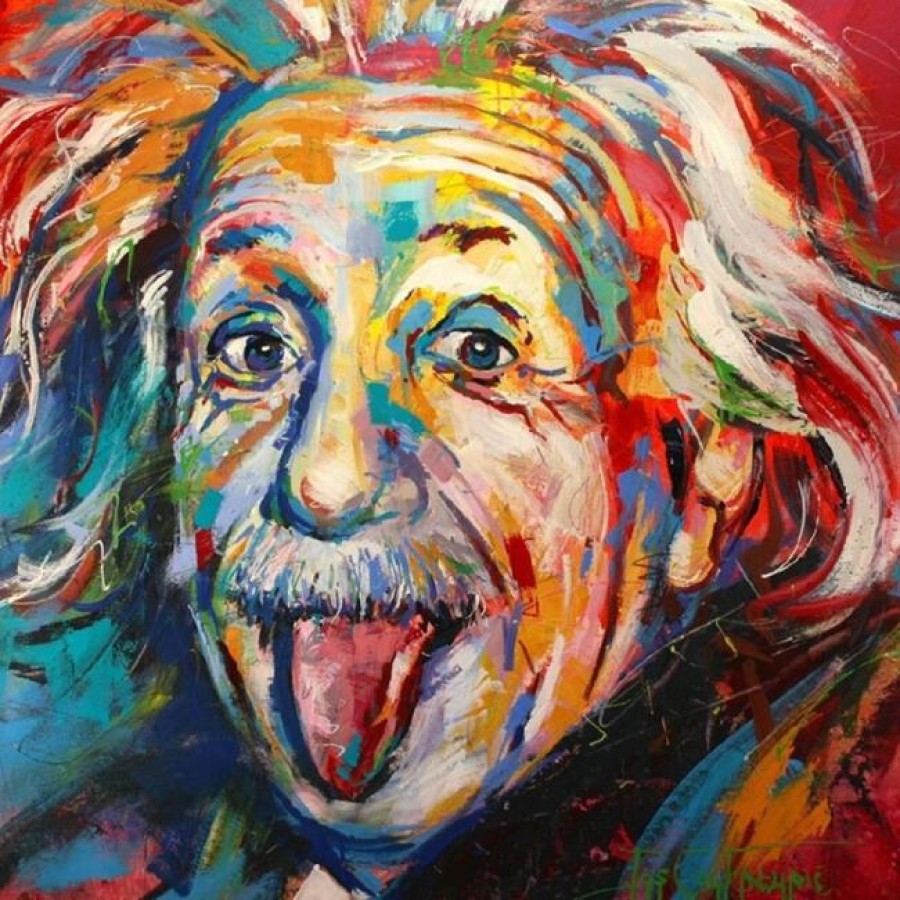 Kanvas Albert Einstein Sayılarla Boyama Seti Kasnaklı