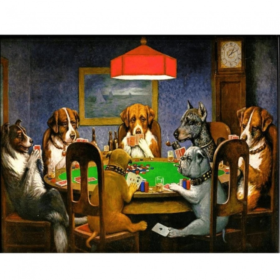 Kanvas Dog Poker Sayılarla Boyama Seti Kasnaklı