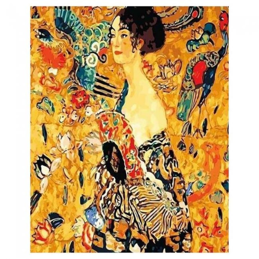 Kanvas Gustav Klimt Genç Kadın Sayılarla Boyama Seti Kasnaklı