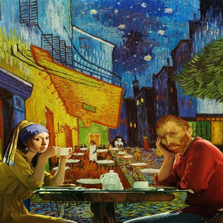 Kanvas İnce Küpeli Kız ve Gogh Sayılarla Boyama Seti Kasnaklı