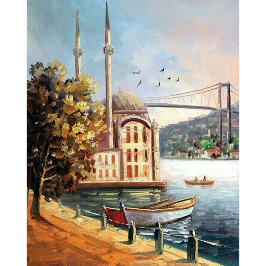 Kanvas Ortaköyde Nostalji Sayılarla Boyama SetiRulo