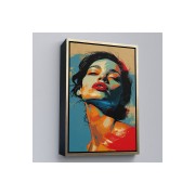 Çerçeveli Pop Art Tarzda Güzel Kadın Tablosu-7709