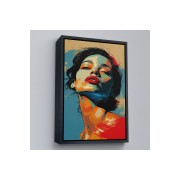 Çerçeveli Pop Art Tarzda Güzel Kadın Tablosu-7709