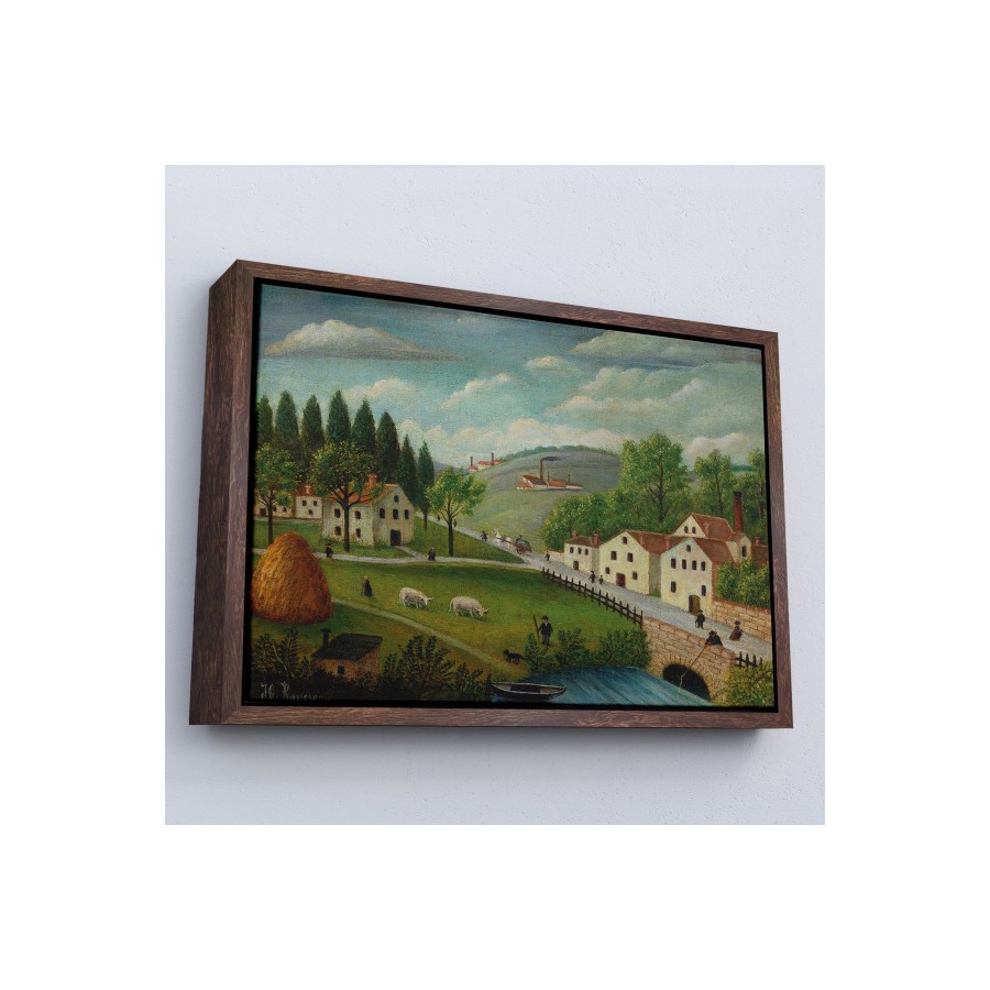 Çerçeveli Rousseau - Bebek Arabaları Pastoral Tablosu-7108