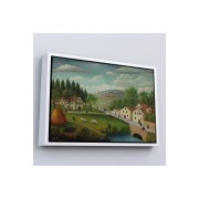 Çerçeveli Rousseau - Bebek Arabaları Pastoral Tablosu-7108