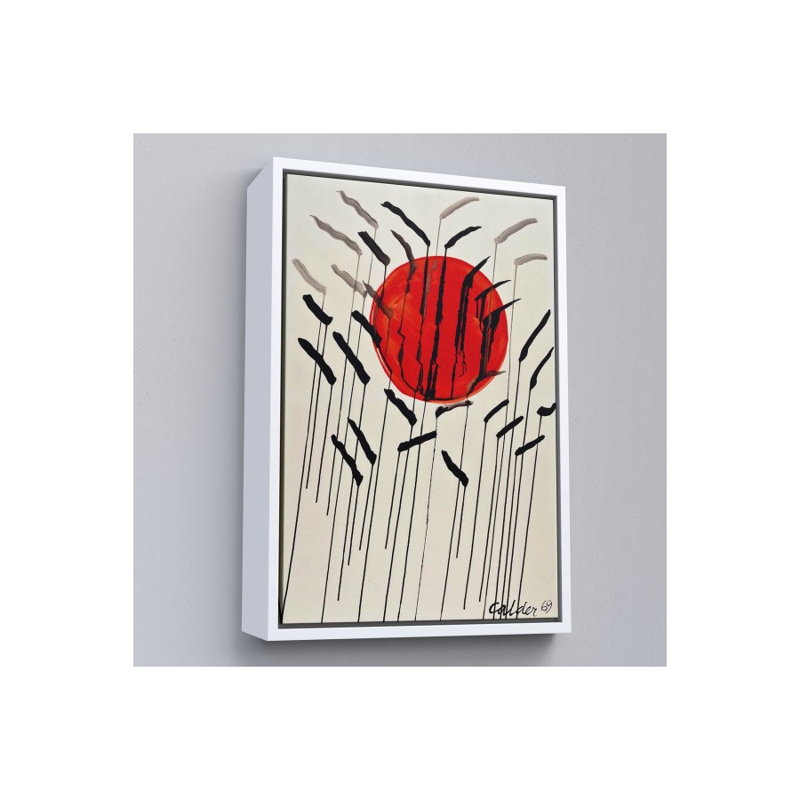 Çerçeveli Alexander Calder - Kızıl Güneş Ve Uzun Otlar Tablosu - Cattails With Red Sun-8090