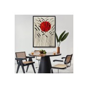 Çerçeveli Alexander Calder - Kızıl Güneş Ve Uzun Otlar Tablosu - Cattails With Red Sun-8090