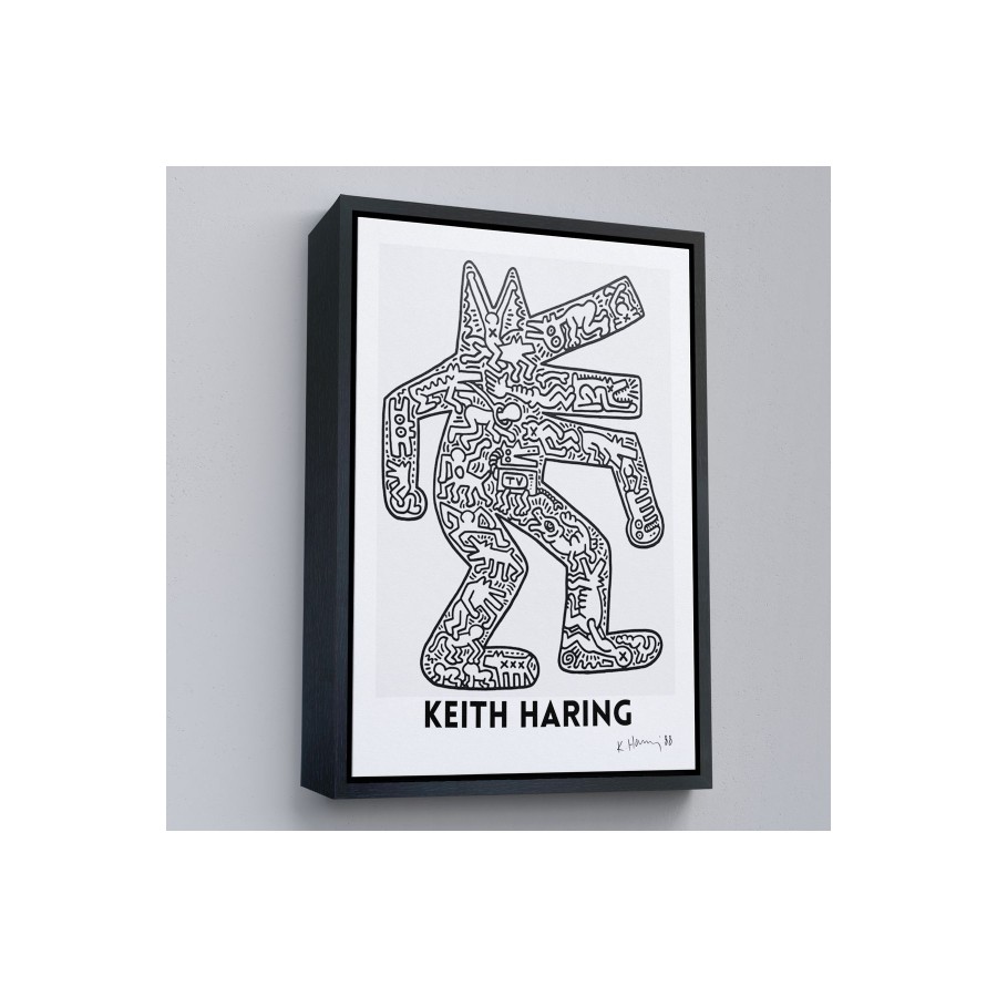 Çerçeveli Keith Haring - Köpek Tablosu - Dog-8047