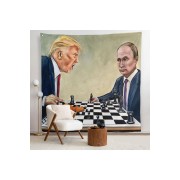 Donald Trump - Vladimir Putin Santranç Oynarken Duvar Örtüsü-8316