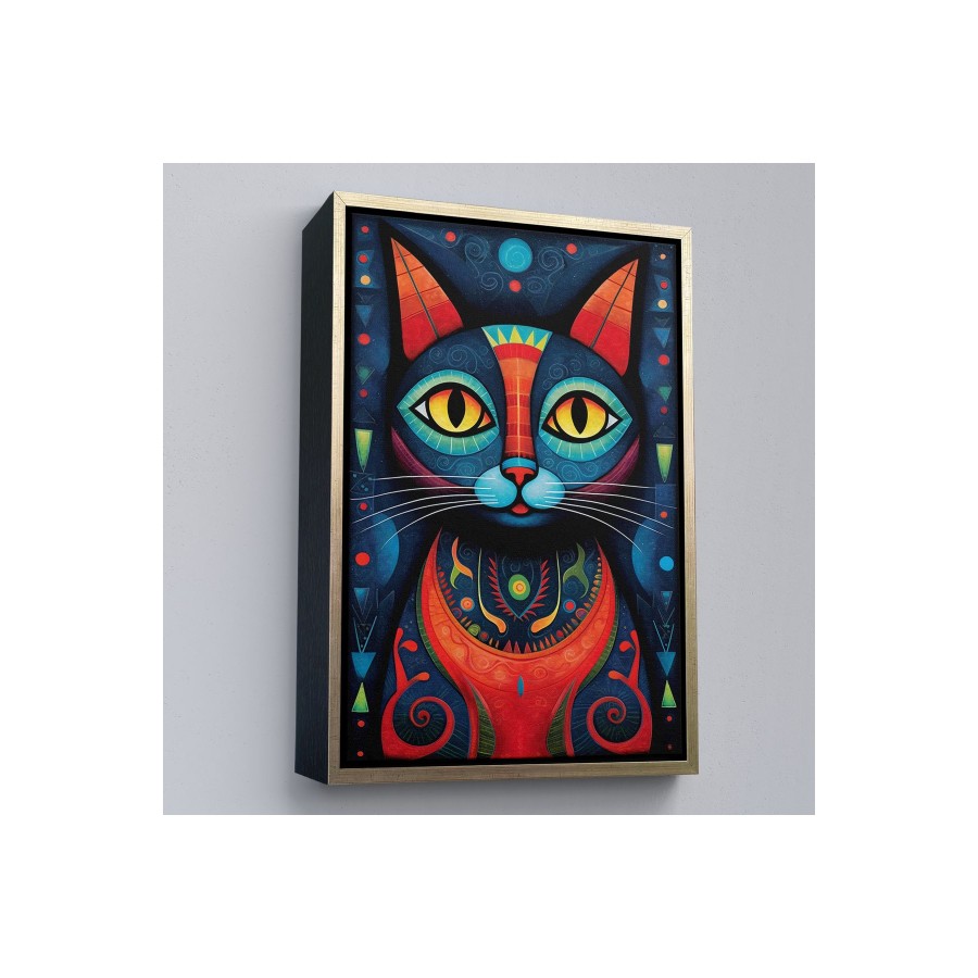 Çerçeveli Pablo Picasso Tarzı - Soyut Renkli Kedi Tablo-7512