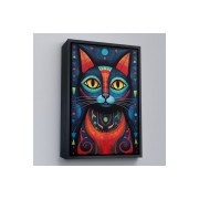 Çerçeveli Pablo Picasso Tarzı - Soyut Renkli Kedi Tablo-7512