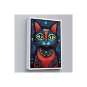 Çerçeveli Pablo Picasso Tarzı - Soyut Renkli Kedi Tablo-7512