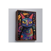 Çerçeveli Pablo Picasso Tarzı - Soyut Renkli Kedi Tablo-7542