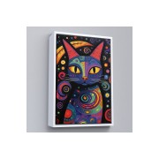 Çerçeveli Pablo Picasso Tarzı - Soyut Renkli Kedi Tablo-7542