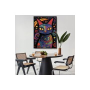 Çerçeveli Pablo Picasso Tarzı - Soyut Renkli Kedi Tablo-7542