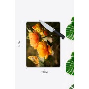 Çiçek Desen Cam Kesme Tablası | Hediyelik, Dekoratif, Ofis, Mutfak