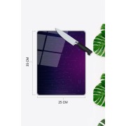 Koyu Minimal Desen Cam Kesme Tablası | Hediyelik, Dekoratif, Ofis, Mutfak