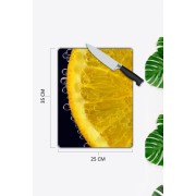Limon Desen Cam Kesme Tablası | Hediyelik, Dekoratif, Ofis, Mutfak