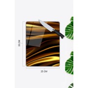 Minimal Desen Cam Kesme Tablası | Hediyelik, Dekoratif, Ofis, Mutfak