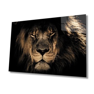Aslan Hayvan Cam Tablo 4mm Dayanıklı Temperli Cam