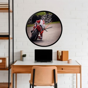 İkonik Spor Fotoğrafları Yuvarlak Kanvas Duvar Saati 14