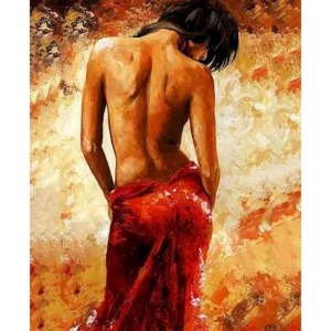  Tutkulu Kadın Sayılarla Boyama Seti Kasnaklı  40 x 50