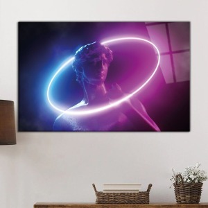 Soyut Neon Heykel Cam Tablo, Darbelere Dayanıklı Kırılmaz Temperli