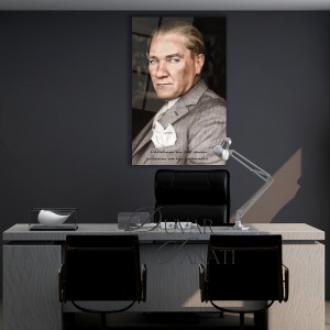 Mustafa Kemal Atatürk ve Sözleri Cam Tablo,Modern Ev Ofis Salon Duvar Dekoru,Hediyelik