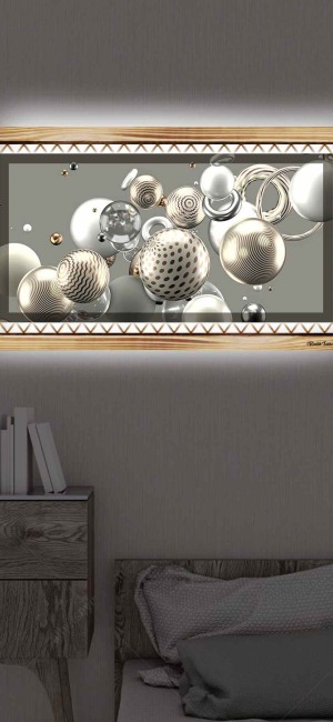 GÜMÜŞ TOPLAR RUSTİK LEDLİ TABLO