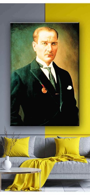 YEŞİL TONLU ATATÜRK KANVAS TABLO