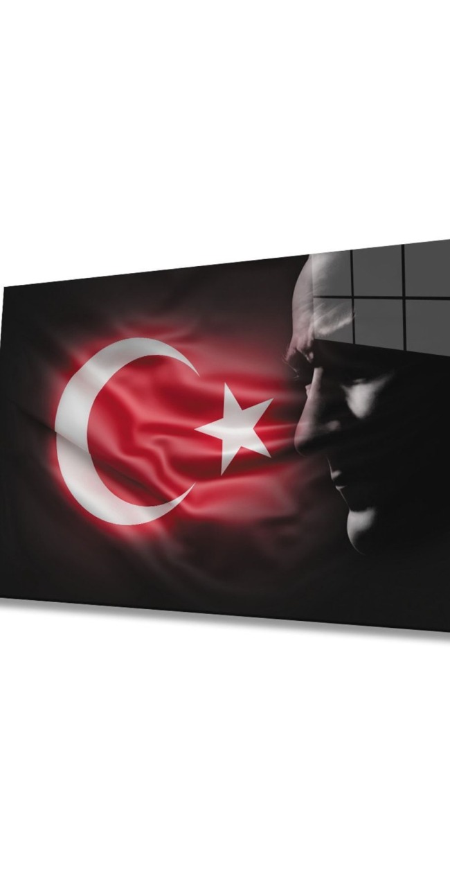 Türk Bayrağı Ve Atatürk Cam Tablo