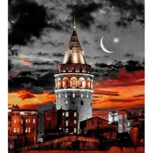 Galata Kulesi Renkli Sayılarla Boyama Seti Kasnaklı  40 x 50