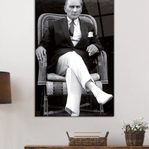 Mustafa Kemal Atatürk Portresi Cam Tablo, Darbelere Dayanıklı Kırılmaz Temperli